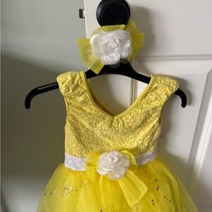 Weissman Yellow Sparkle Princess Dress with Headband